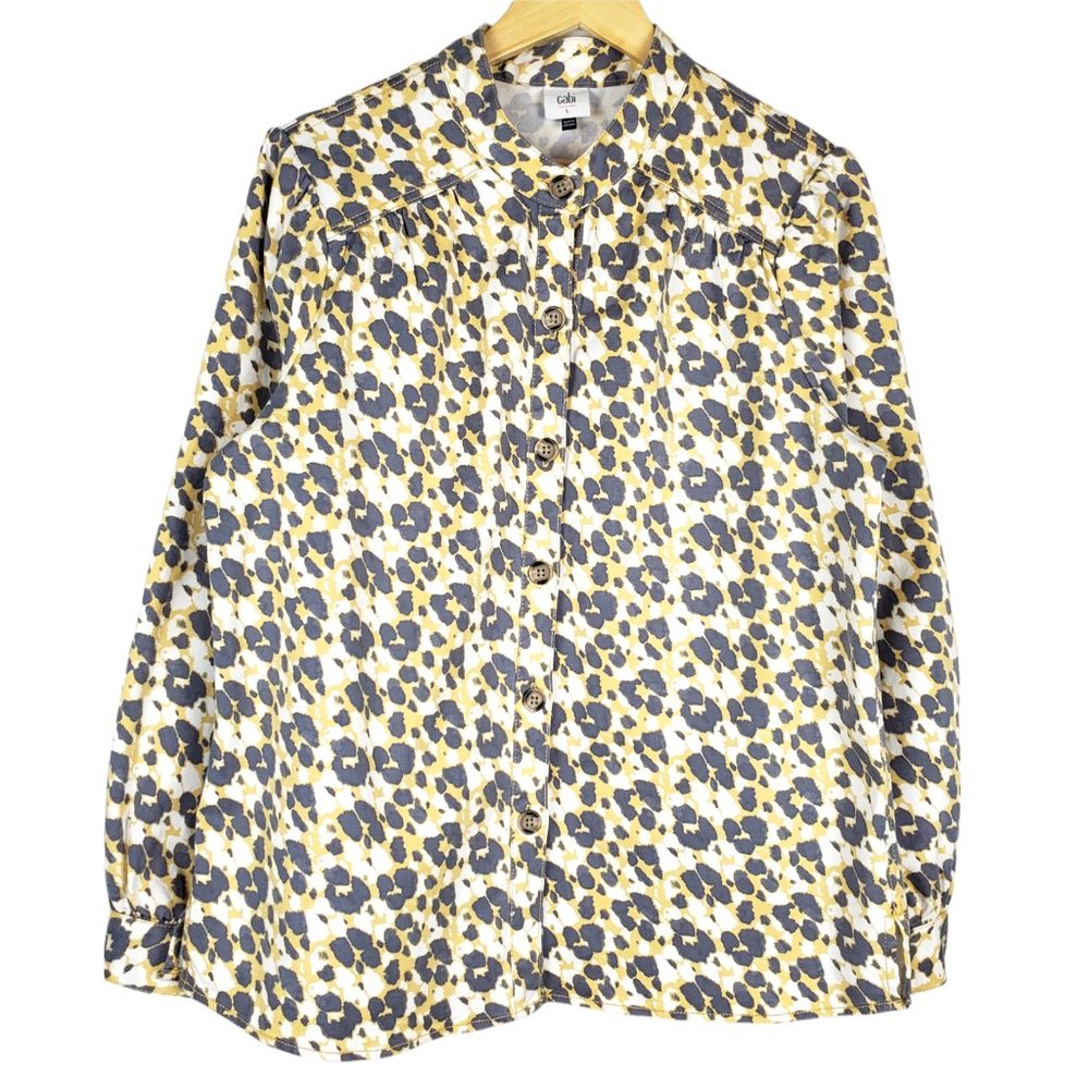 Cabi The Dreamer Providence Shirt Jacket Womens Large Yellow Gray Safari Print - Picture 2 of 6